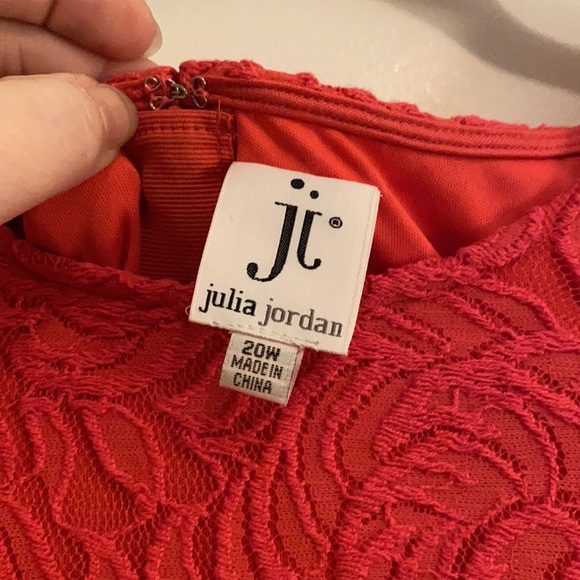 Julia Jordan coral lace with mesh inset. Sz 20w worn once to a spring wedding. - Picture 3 of 4